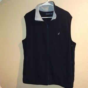 Mens Nautica Navy Blue & Gray fleece zip up vest size XL